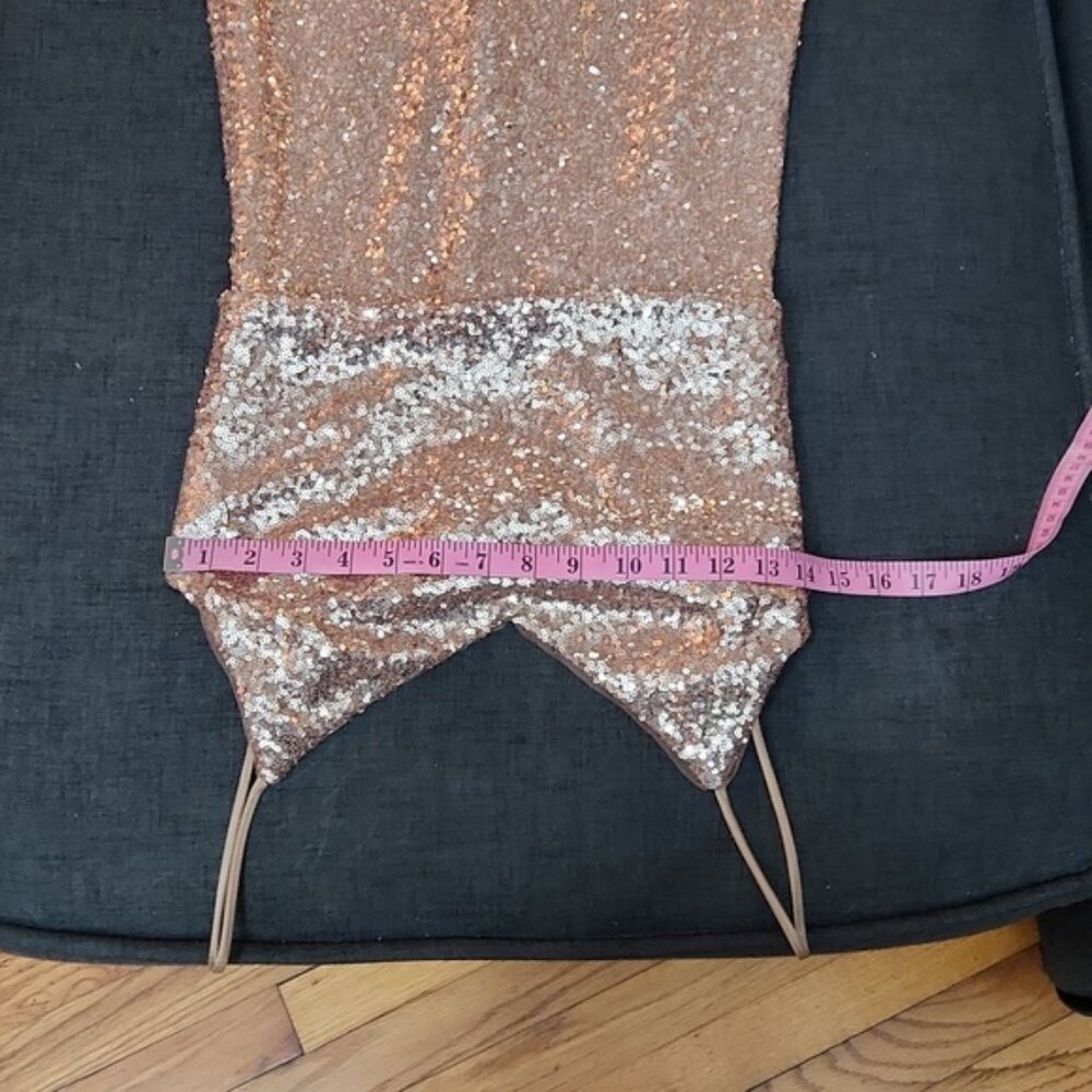 Jenny Yoo "Jules" Rose Gold Sequin Maxi Gown Sz4 - Picture 9 of 13